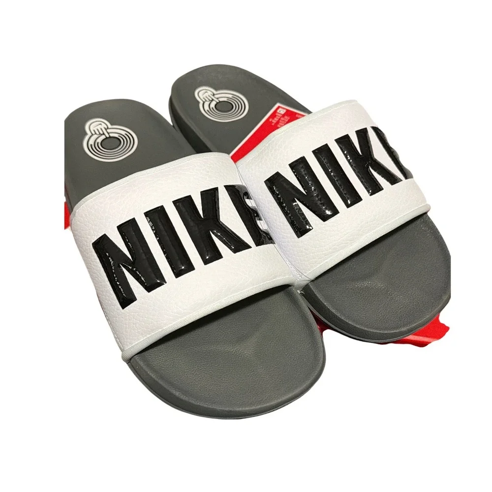 Nike Offcourt Slide Mens 8 Dark Grey Black White Athletic Sandals BQ4639-001